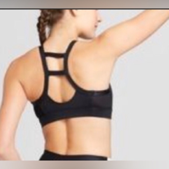 JoyLab Black Metallic Shimmer High Neckline Sports Bra Sz XS - Picture 2 of 7